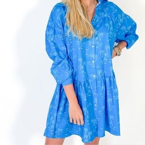 Palm treat blue dress